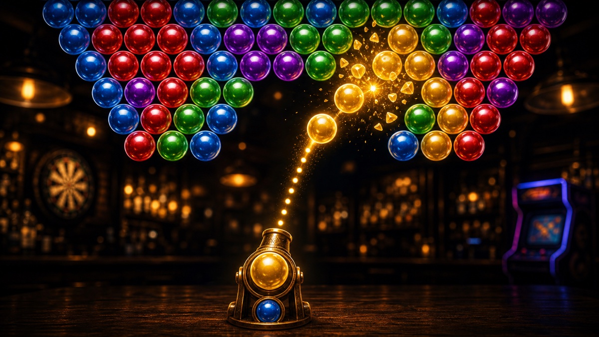 Bubbles 132 game illustration with colorful bubbles to pop